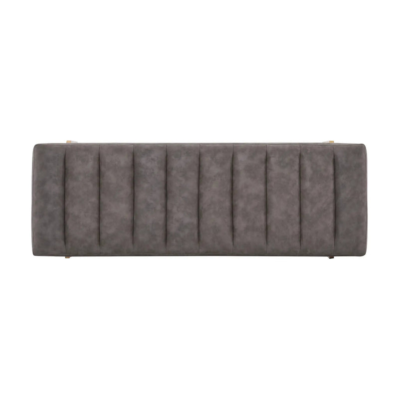 Thorian Luxury Upholstered Ottoman Bench with Channel Tufting and Metal Base by HouseOfZazla