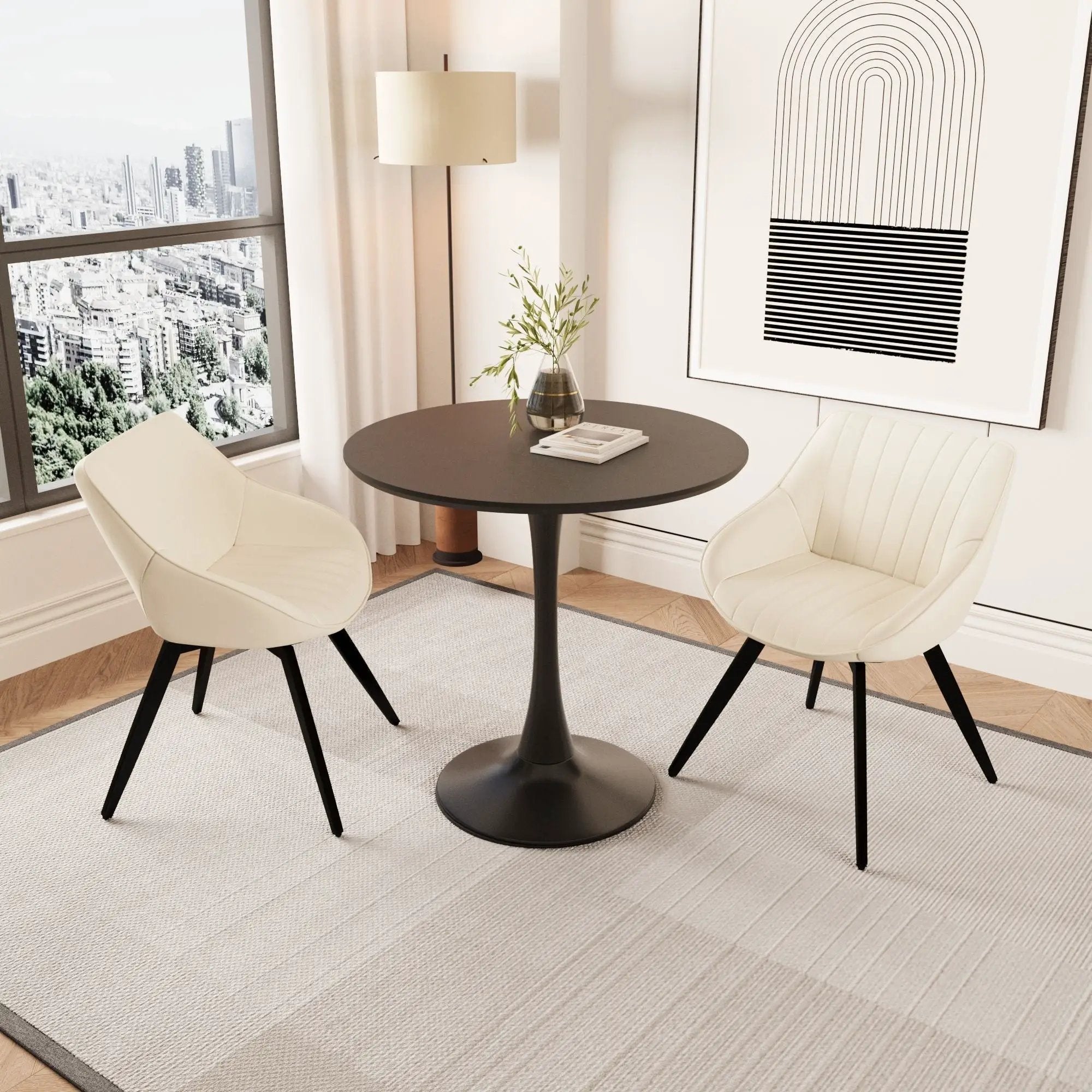 Round Dining Table Set With Tulip Design And 2 Chairs by HouseOfZazla