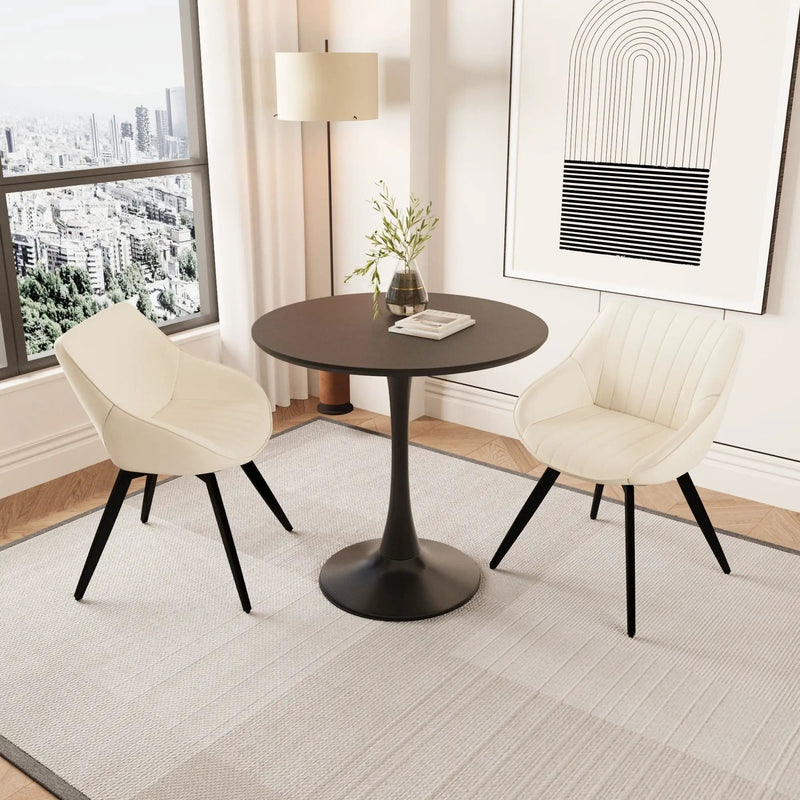 Round Dining Table Set With Tulip Design And 2 Chairs by HouseOfZazla