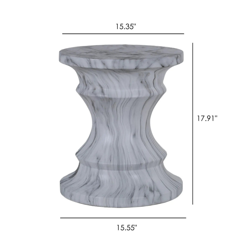 Geometric Round Outdoor End Table - Marble by Unique Piece Furniture