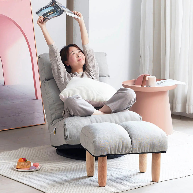 Adjustable Japanese Reclining Floor Chair Sofa With Metal Frame For Living Room by HouseOfZazla