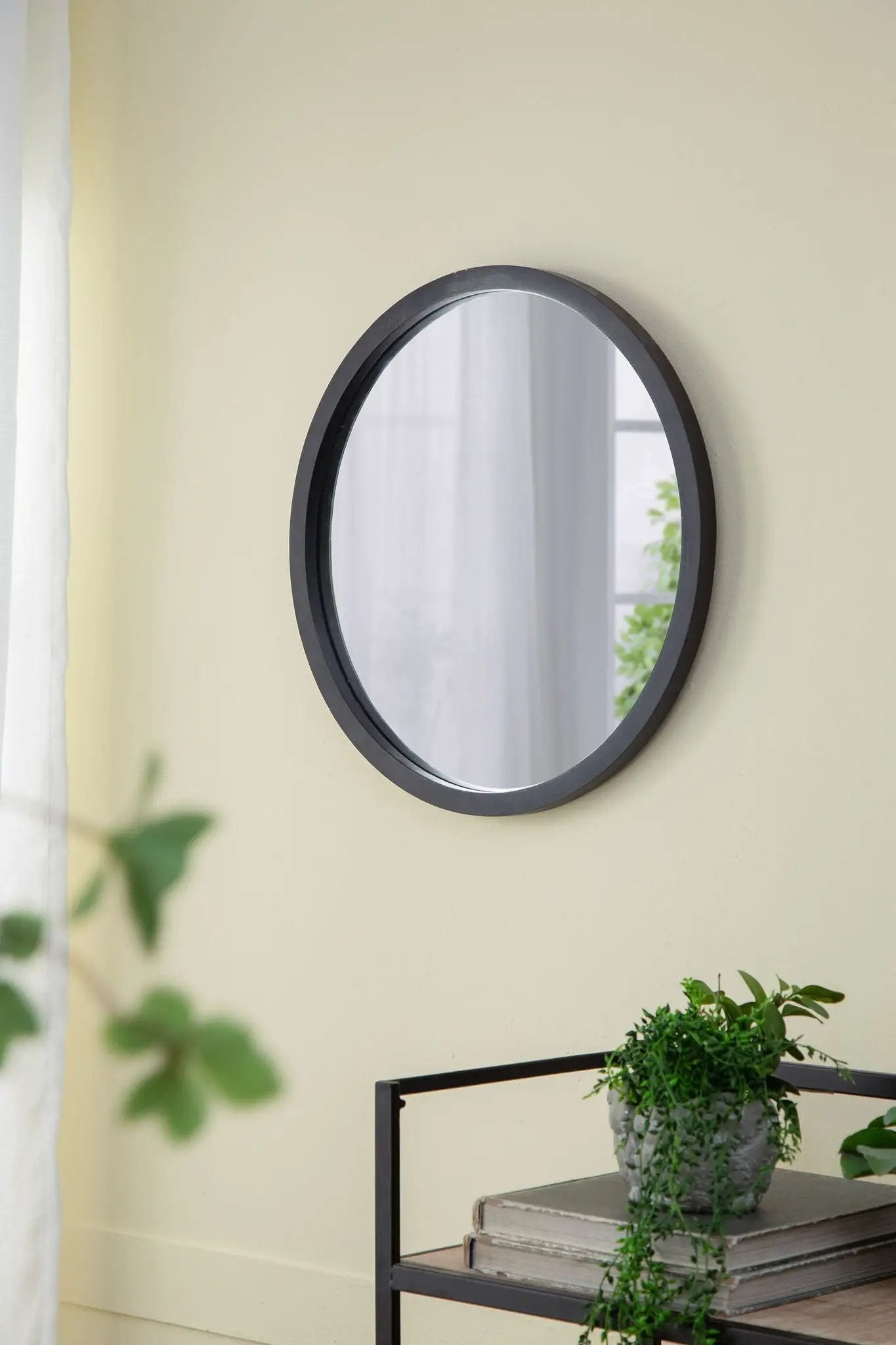 Circle Wall Mirror With Wooden Frame, Wall Mirror For Living Room by Unique Piece Furniture