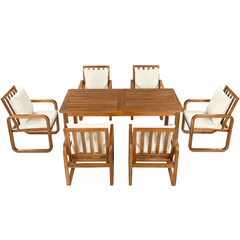7 Piece Outdoor Patio Dining Set With Removable Cushions by HouseOfZazla