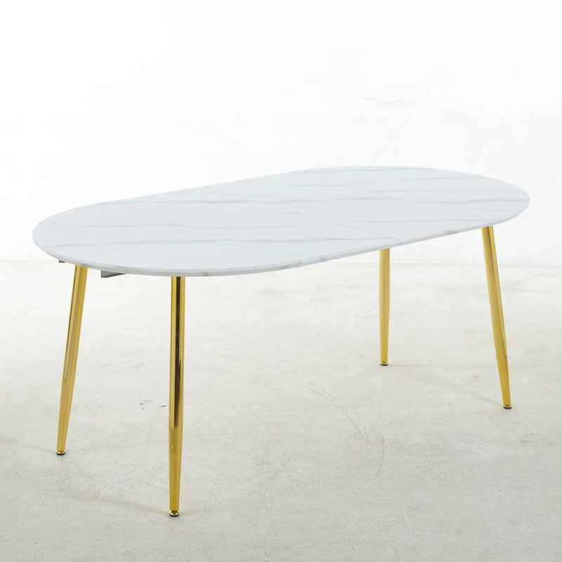 Extendable Oval Dining Table - White Marble by HouseOfZazla