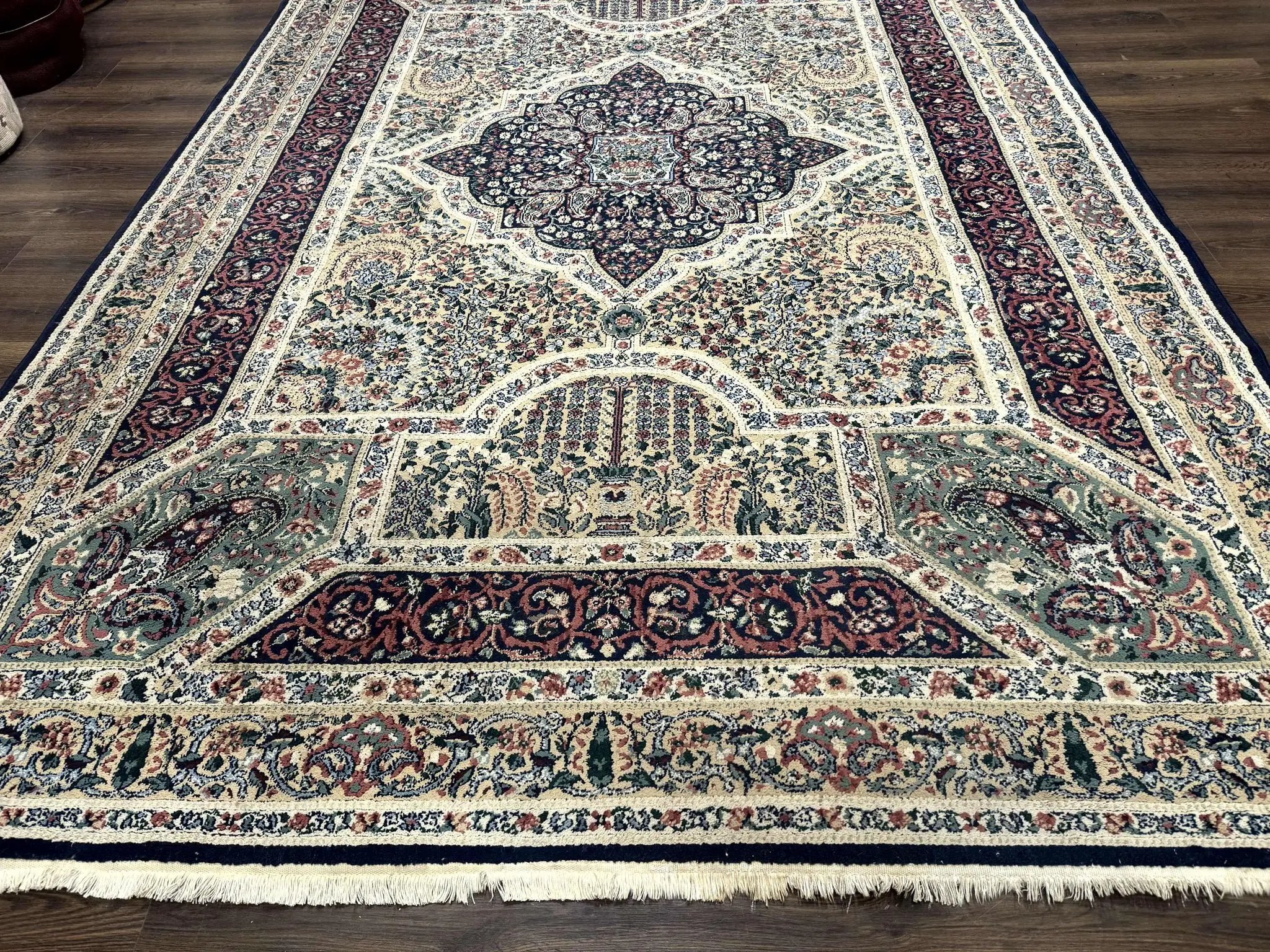 Persian Rug 8x11, Belgium Power Loomed Rug, Kirman Lavar Floral Design, Vintage Rug by Jewel Rugs