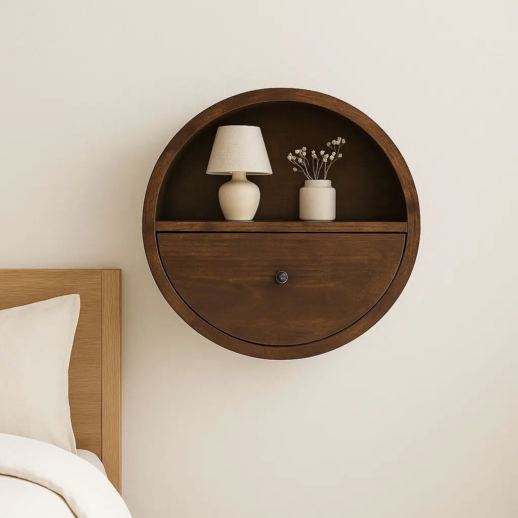 Floating Circle Bedside Table - Chestnut by Unique Piece Furniture
