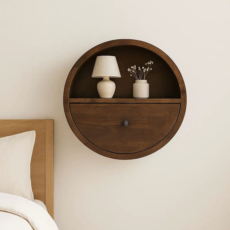 Floating Circle Bedside Table - Chestnut by HouseOfZazla