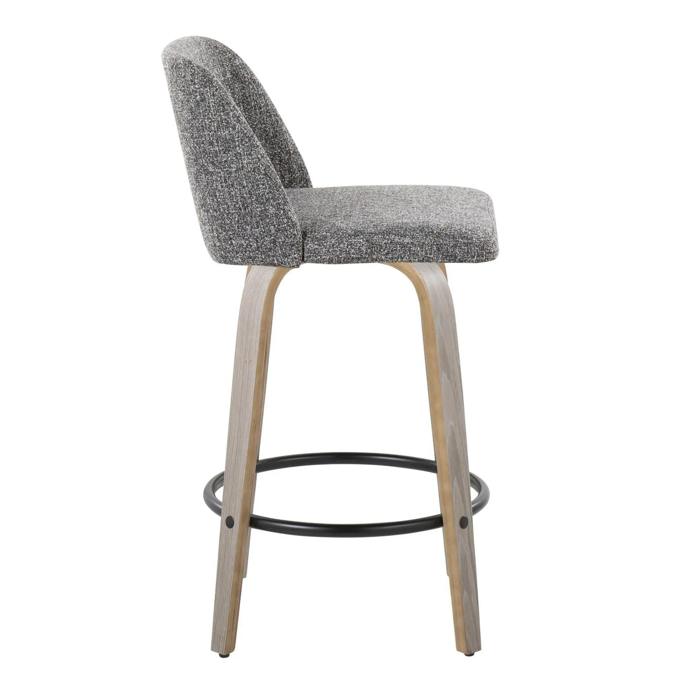 Toriano - Contemporary Fixed Height Counter Stool With Swivel & Round Footrest (Set of 2) by HouseOfZazla