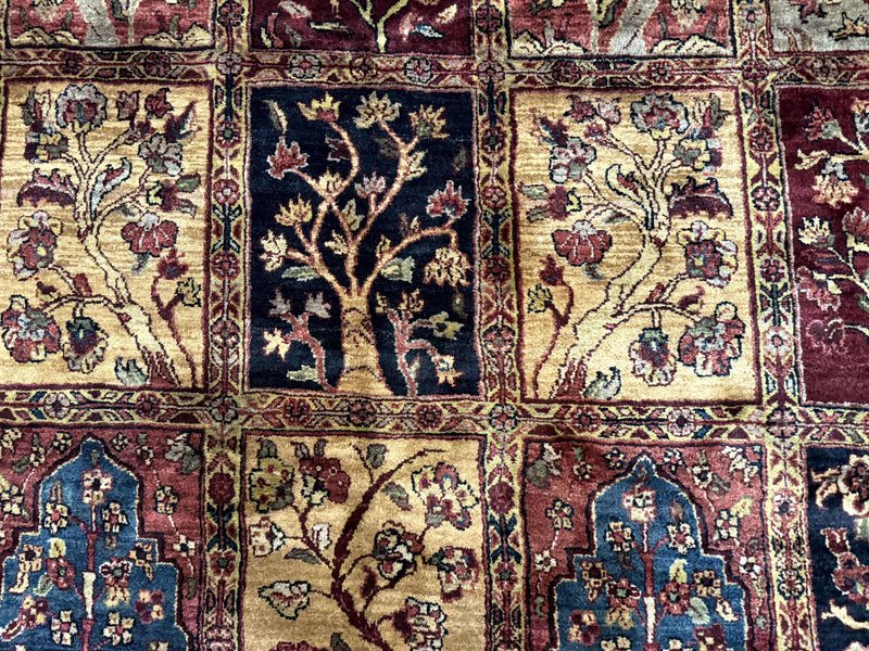 Indo Persian Rug 9x12, Bakhtiari Panel Design, Multicolor, Soft Wool Pile by Jewel Rugs