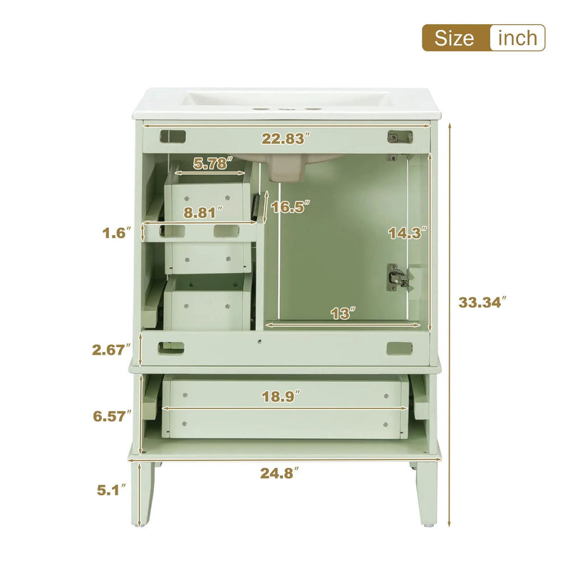 Bathroom Vanity, Modern Bathroom Cabinet With Sink Combo Set, Bathroom Storage Cabinet With A Soft Closing Door And 3 Drawers, Solid Wood Frame by HouseOfZazla
