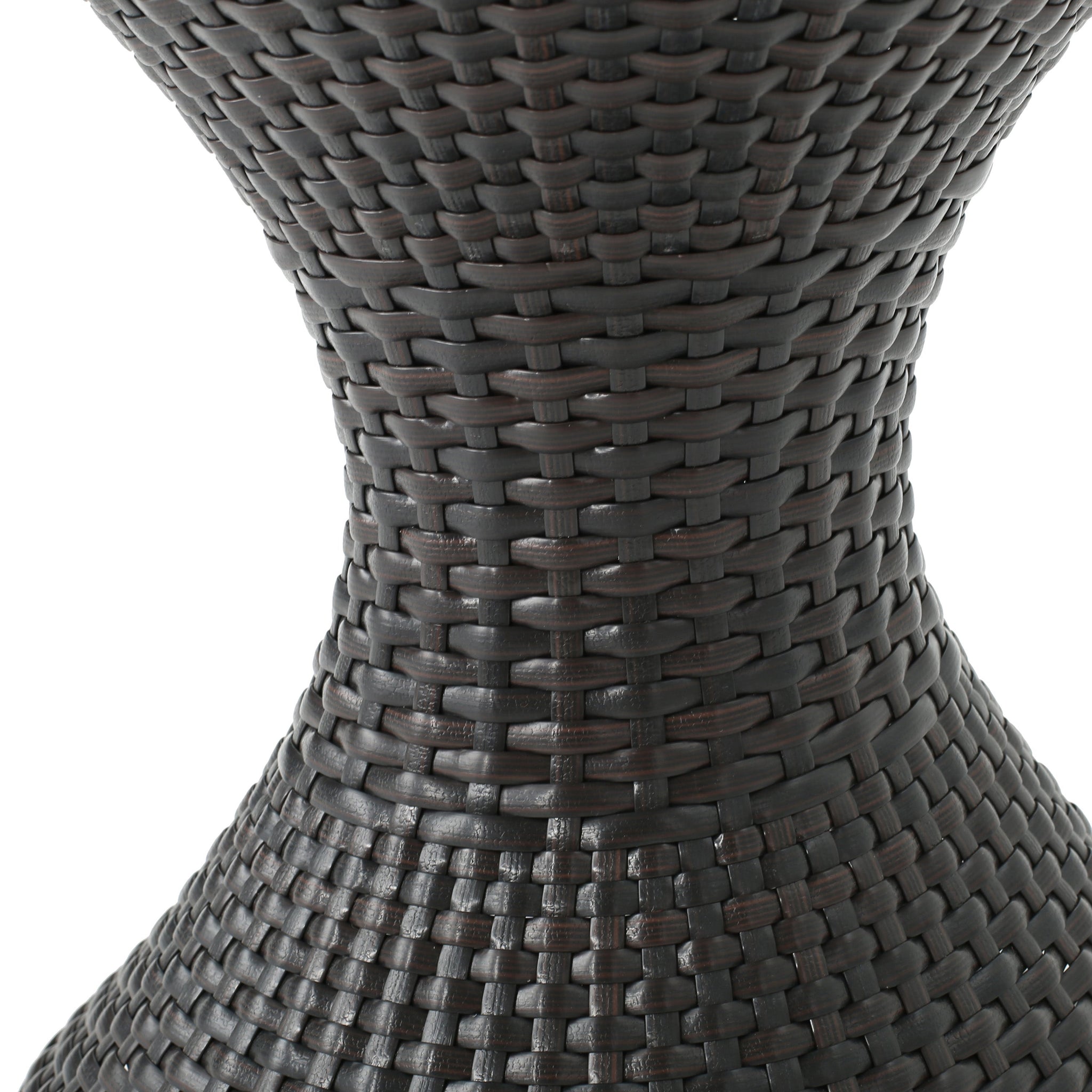 Outdoor 16-Inch Multi-Brown Wicker Hourglass Side Table by HouseOfZazla