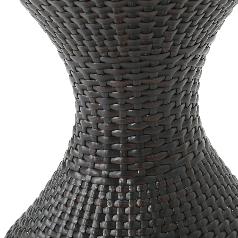 Outdoor 16-Inch Multi-Brown Wicker Hourglass Side Table by HouseOfZazla