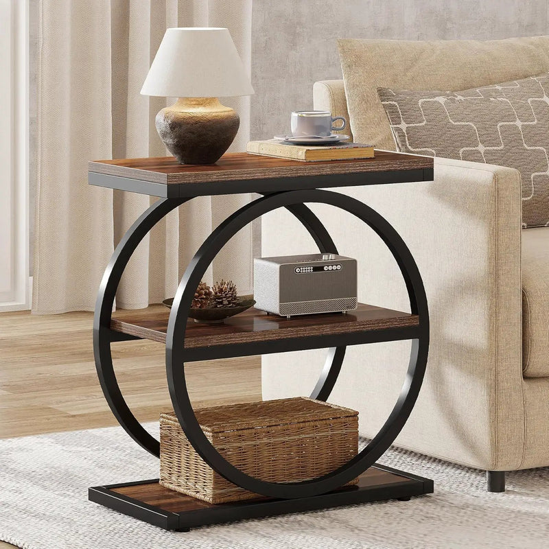 Industrial Narrow End Table With 3 Shelves by HouseOfZazla