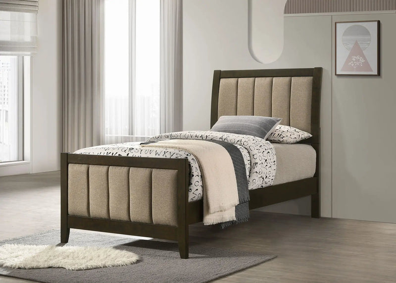 Wilkes 51-inch Upholstered Twin Bed Dark Cocoa by Unique Piece Furniture