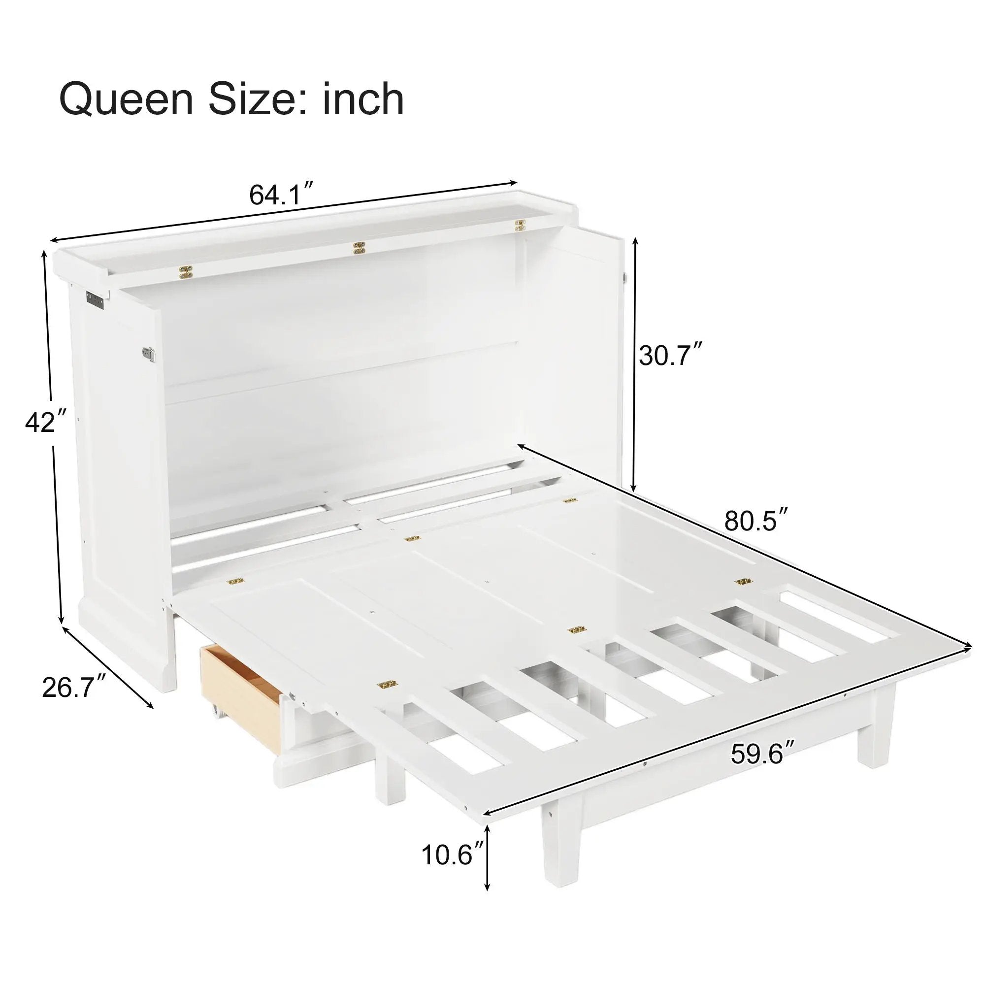 Solid Pine Murphy Bed Chest Cube Cabinet Bed With Charging Station And Large Storage Drawer For Home Office Or Small Room by Unique Piece Furniture