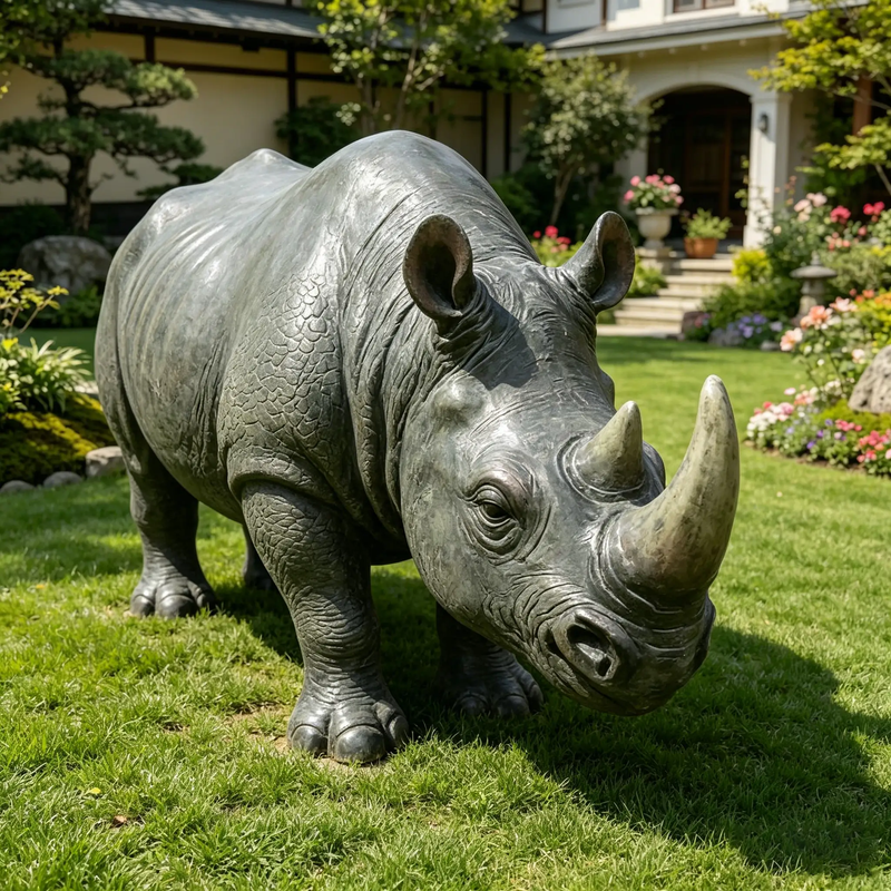 27.5" Large Realistic Rhinoceros Garden Statue by HouseOfZazla