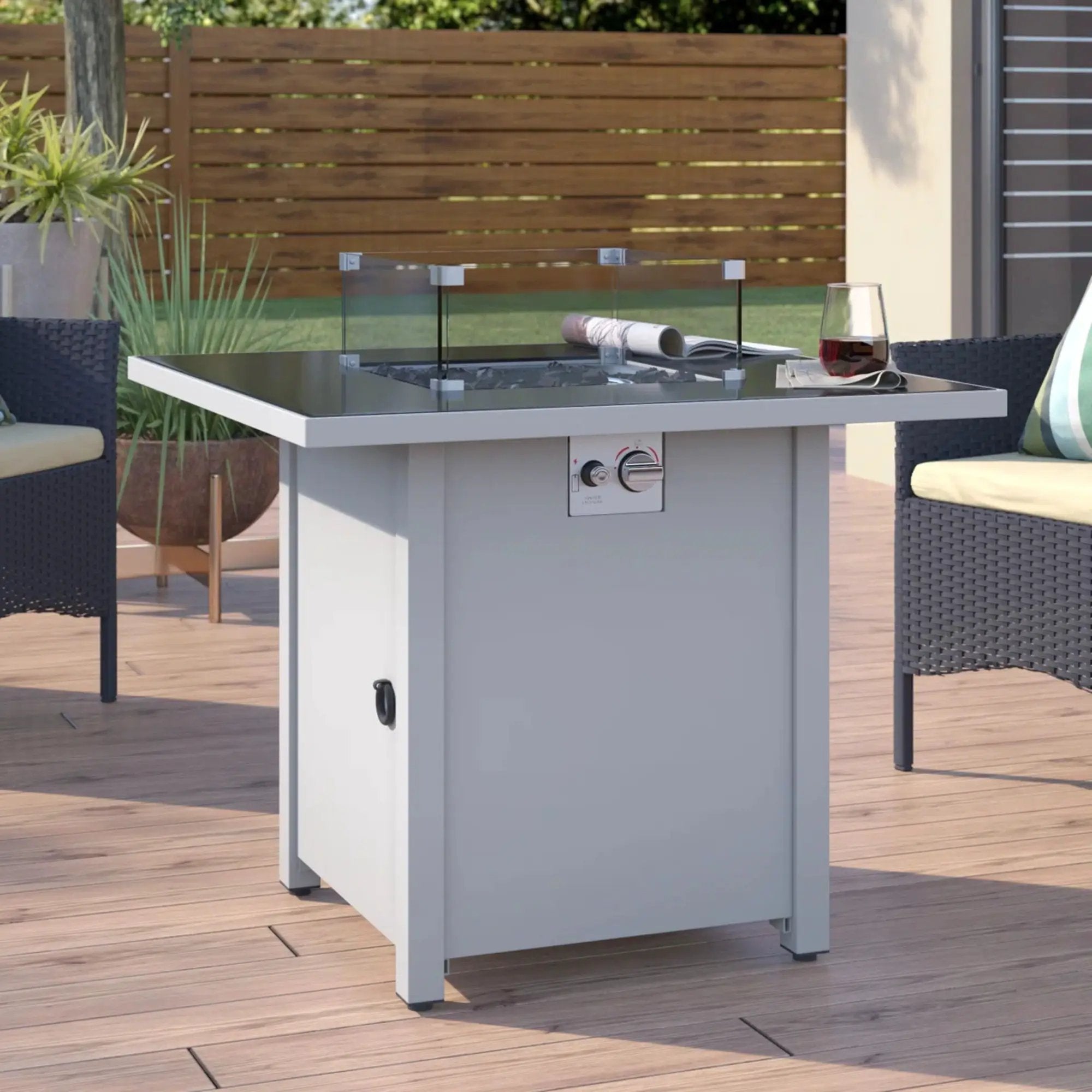 Fire Pit With Powder Coated And Top - White by HouseOfZazla
