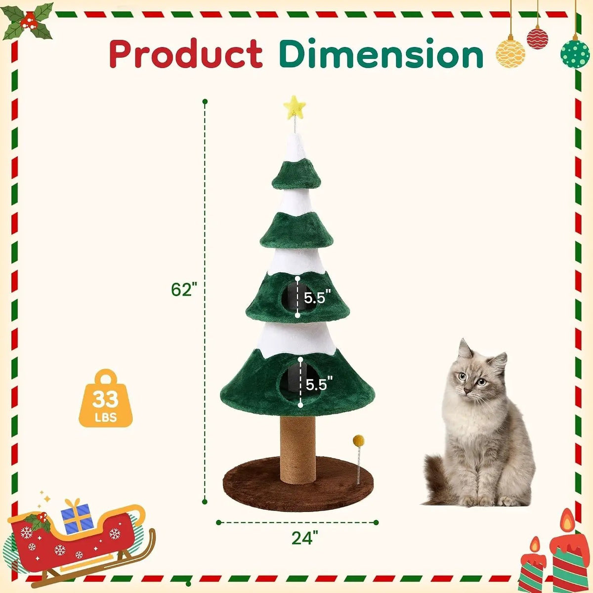 62" Cat Tree with Heavy Duty Base by HouseOfZazla