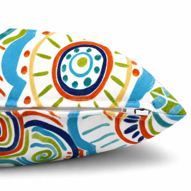 2 Pack Outdoor Lumbar Pillow Covers - Blue Medallion by HouseOfZazla