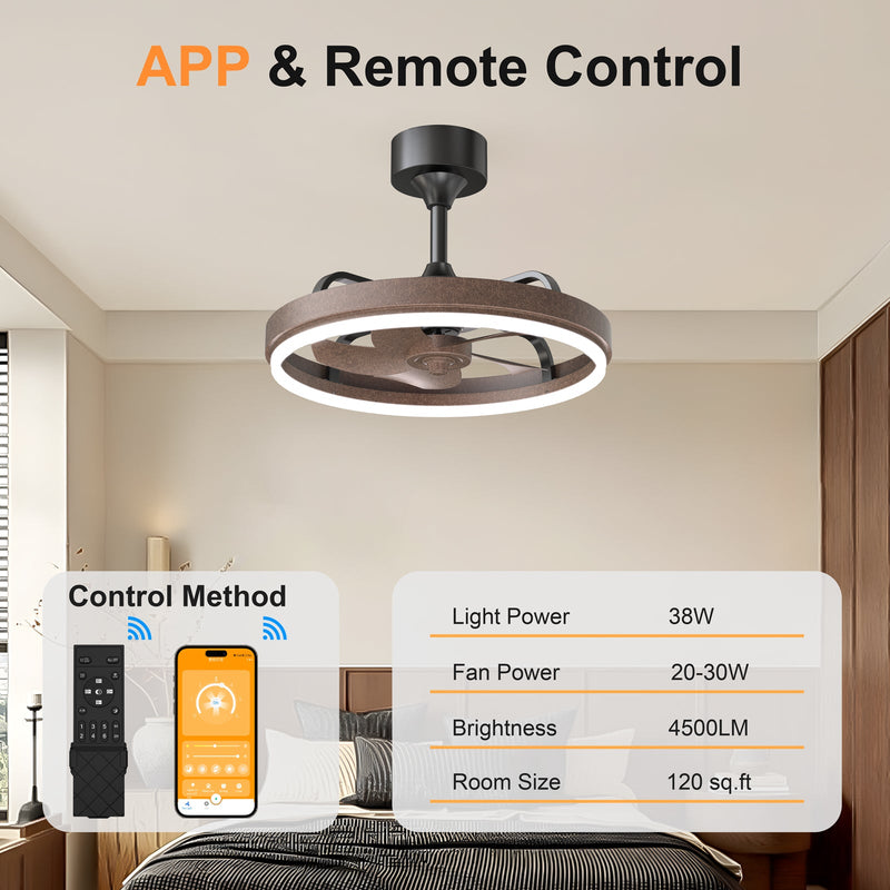 20.5" Rustic LED Ceiling Fan with Remote & APP Control by HouseOfZazla