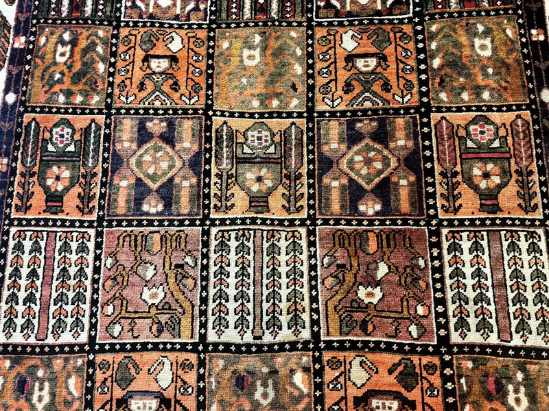 Persian Bakhtiari Tribal Rug 7x10, Panel Design, Semi Antique by Jewel Rugs