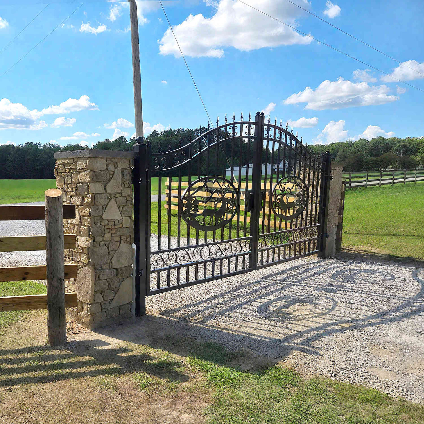 14x8 ft Steel Dual Swing Driveway Gate by Chery Industrial