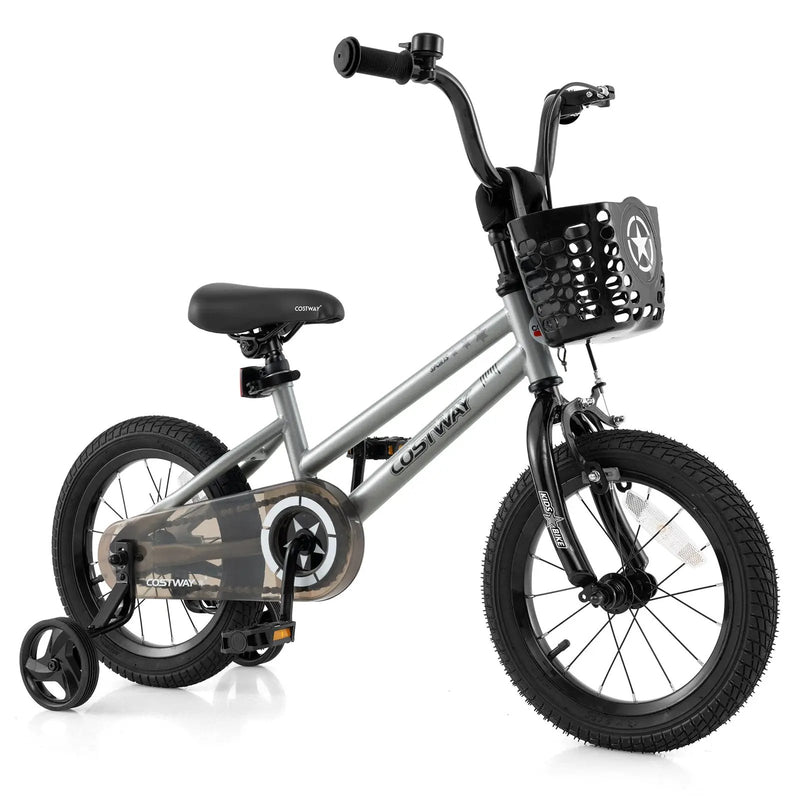 14 Inch Kids Bike Adjustable with Transparent Chain Cover for 4-5 Years Old by DirectDeals