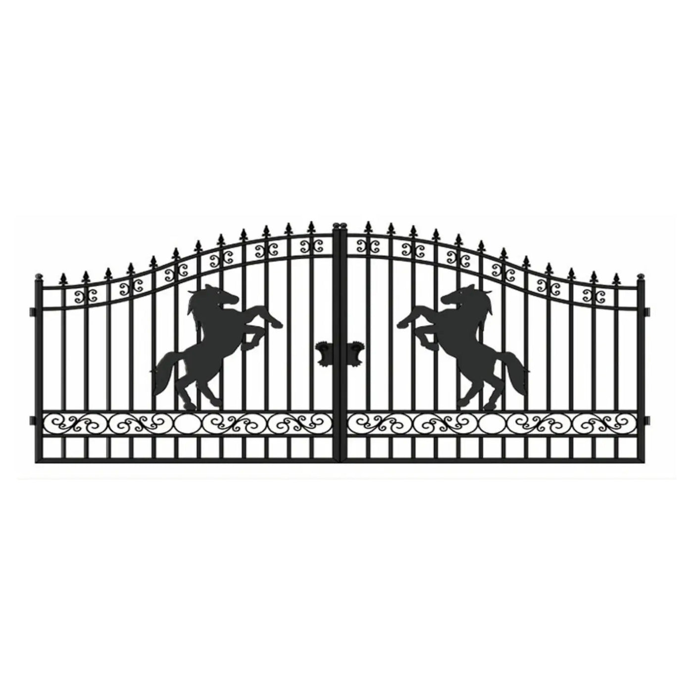 14x8 ft Steel Dual Swing Driveway Gate with Horse Pattern by Chery Industrial