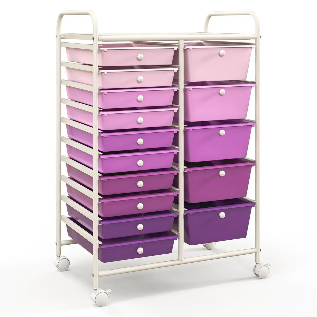 15-Drawer Utility Rolling Cart with Drawers Multi-Use Storage-Icecream Multicolor, photo 16 of 21