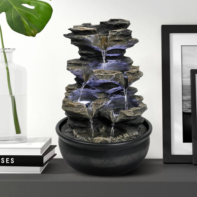 Resin Mossy Rock Tabletop Water Fountain 15 Inch LED, photo 2 of 3