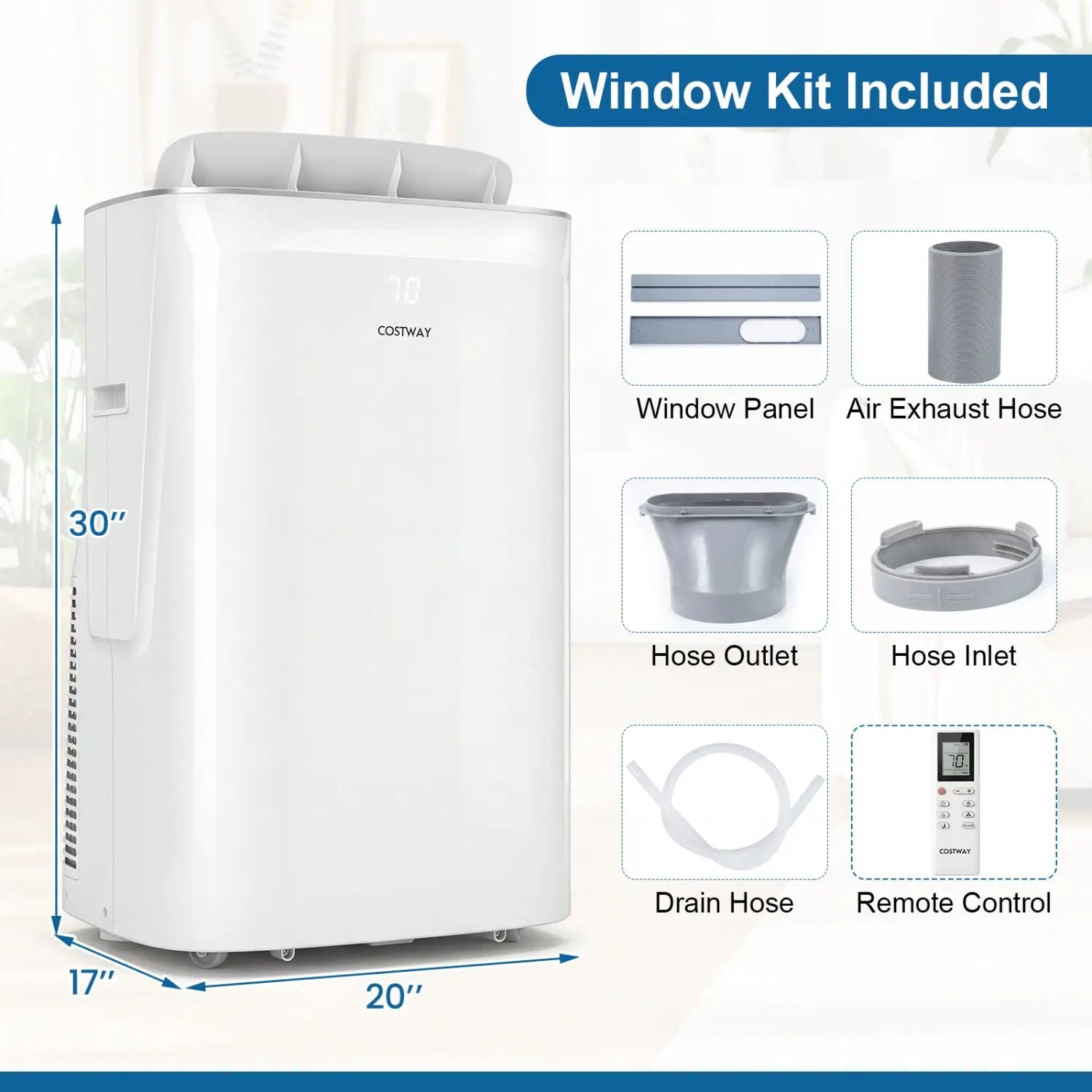 15000 BTU Inverter Portable Air Conditioner Smart Wifi Enabled Cooling & Heating Unit-White by DirectDeals
