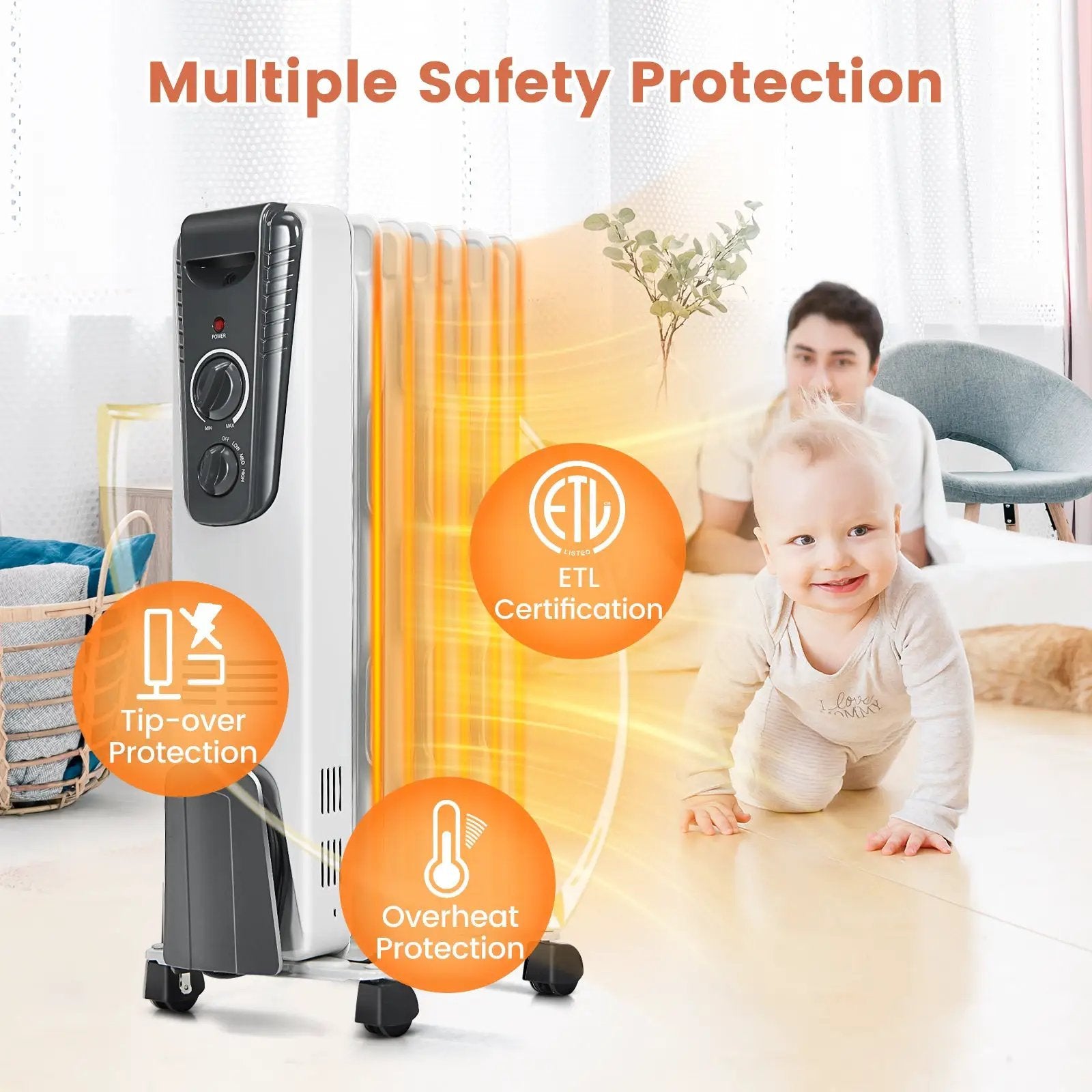 1500W Electric Space Heater with Adjustable Thermostat by DirectDeals