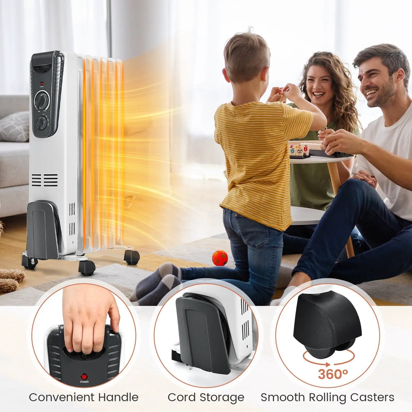 1500W Electric Space Heater with Adjustable Thermostat by DirectDeals