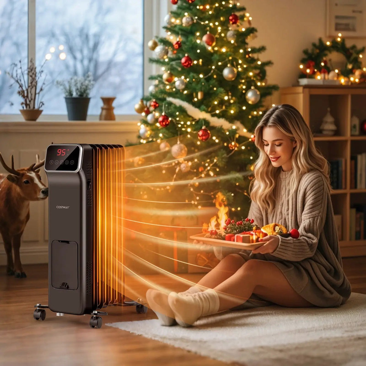 1500W Oil Filled Radiator Heater with Remote Control 3 Modes 24H Timer, photo 2 of 9