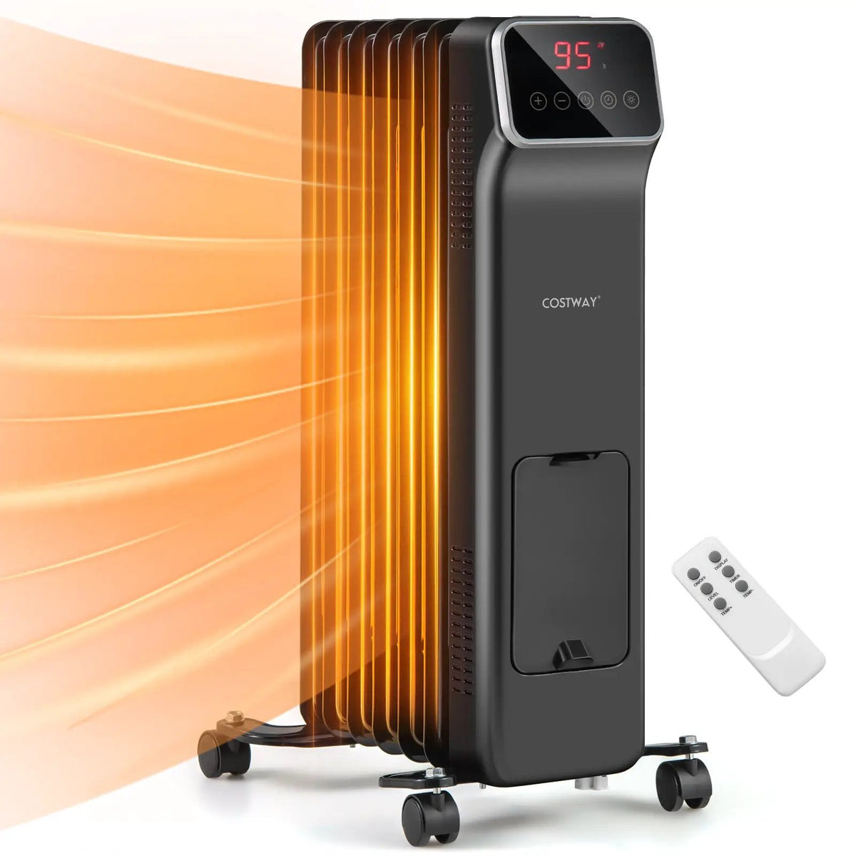 1500W Oil Filled Radiator Heater with Remote Control 3 Modes 24H Timer, photo 4 of 9