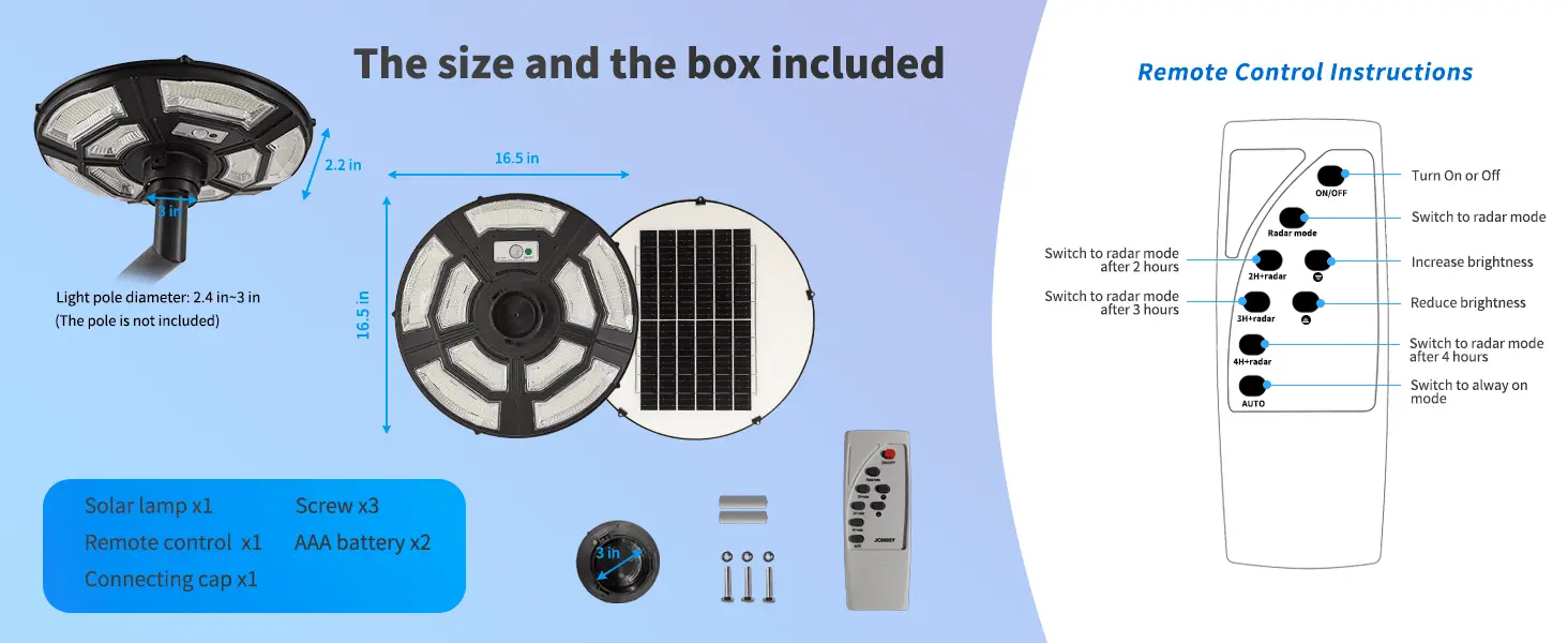 1500W Solar UFO Motion Sensor All in one Solar Garden Street Light With Remote Control by Outdoor Solar Outlet