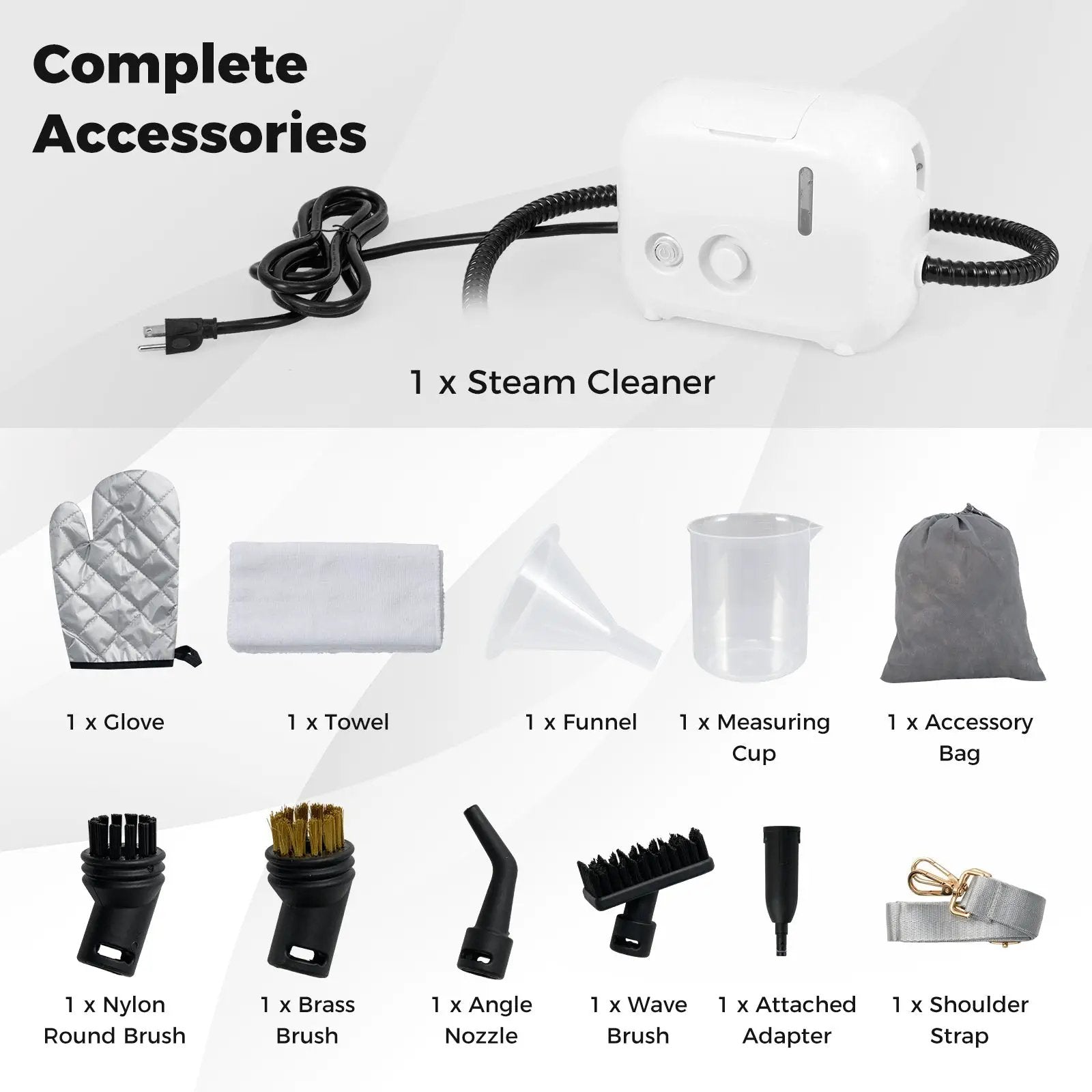 1500W Portable Steam Cleaner with 34 oz Water Tank-White by DirectDeals