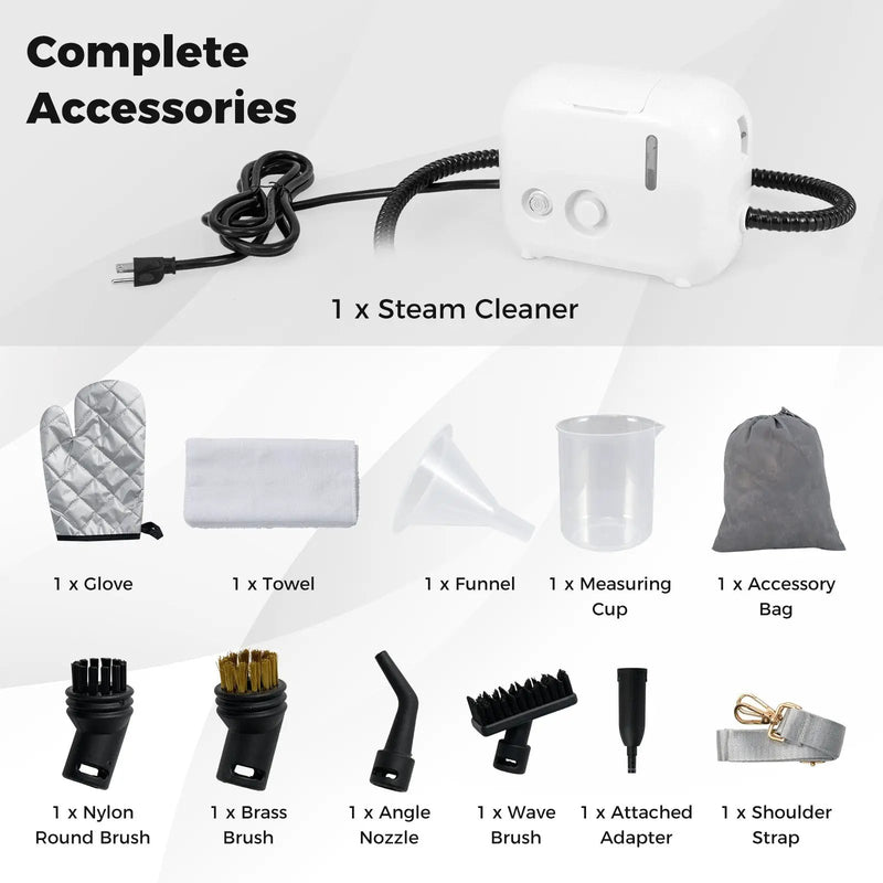 1500W Portable Steam Cleaner with 34 oz Water Tank-White by DirectDeals