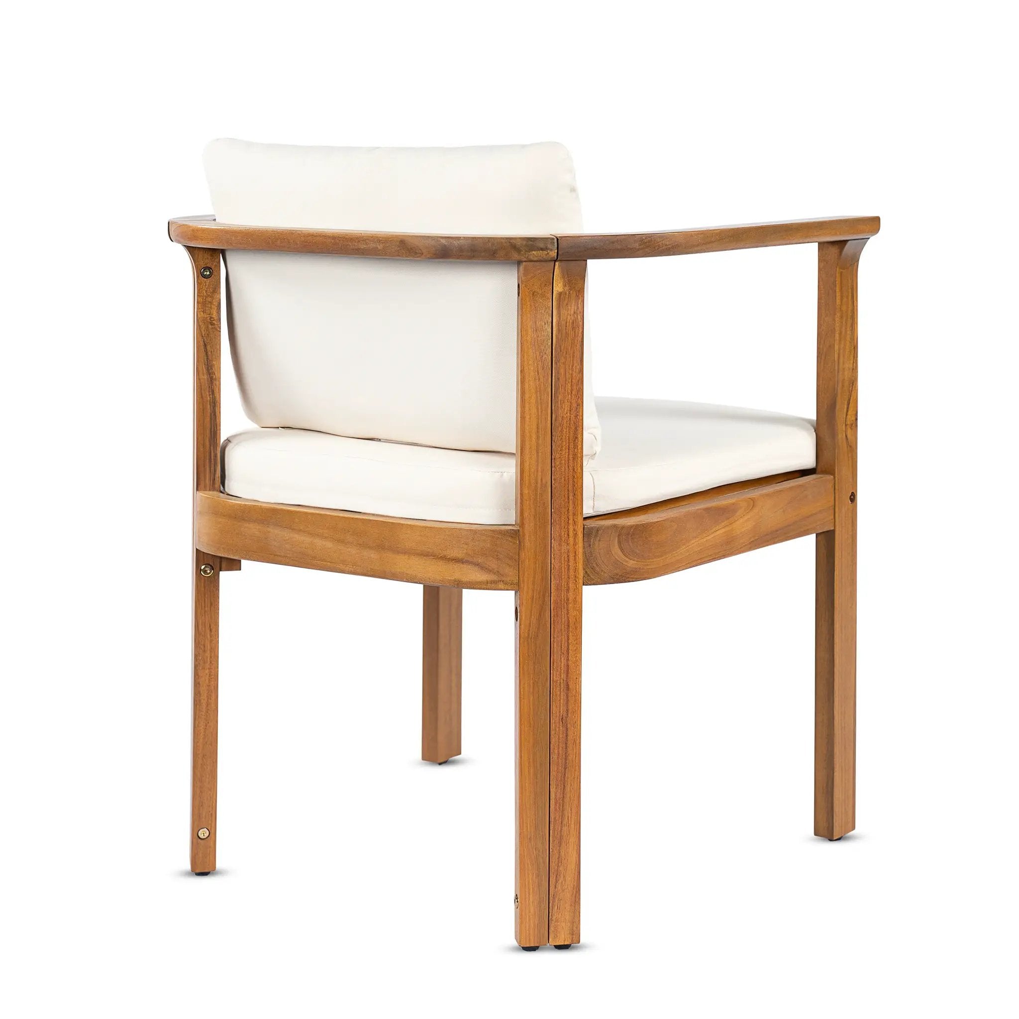 Outdoor Dining Chair Set of 4 with Curved Acacia Wood Arms by HouseOfZazla