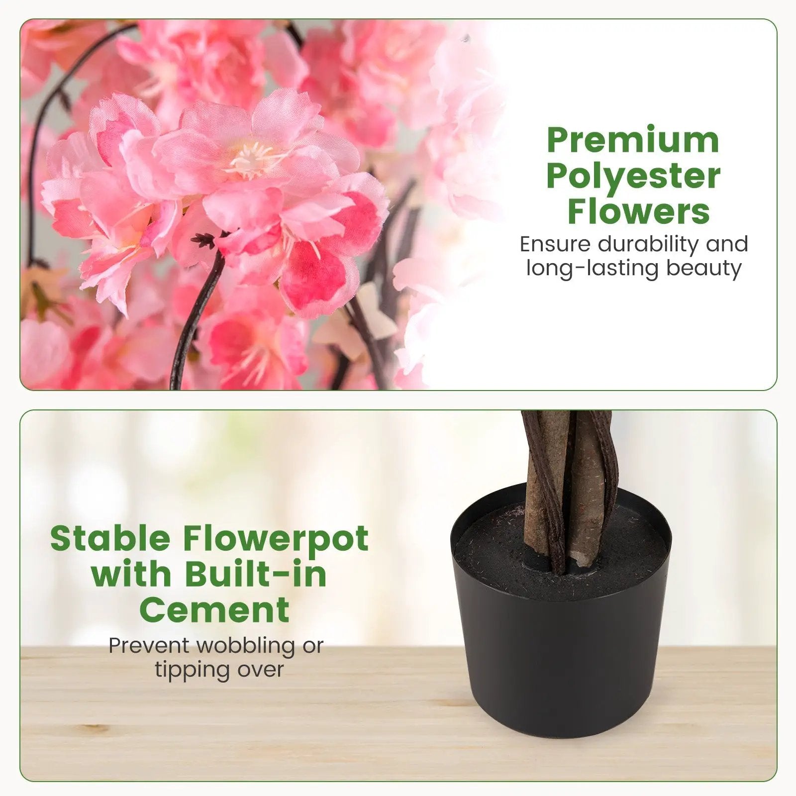 5.5 FT Tall Artificial Cherry Blossom Tree with Pink/White Flowers 1 Pack by DirectDeals