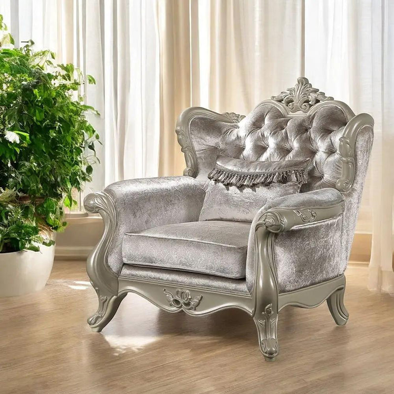 Libertee - Chair With Pillow - Beige Fabric & Champagne by Unique Piece Furniture