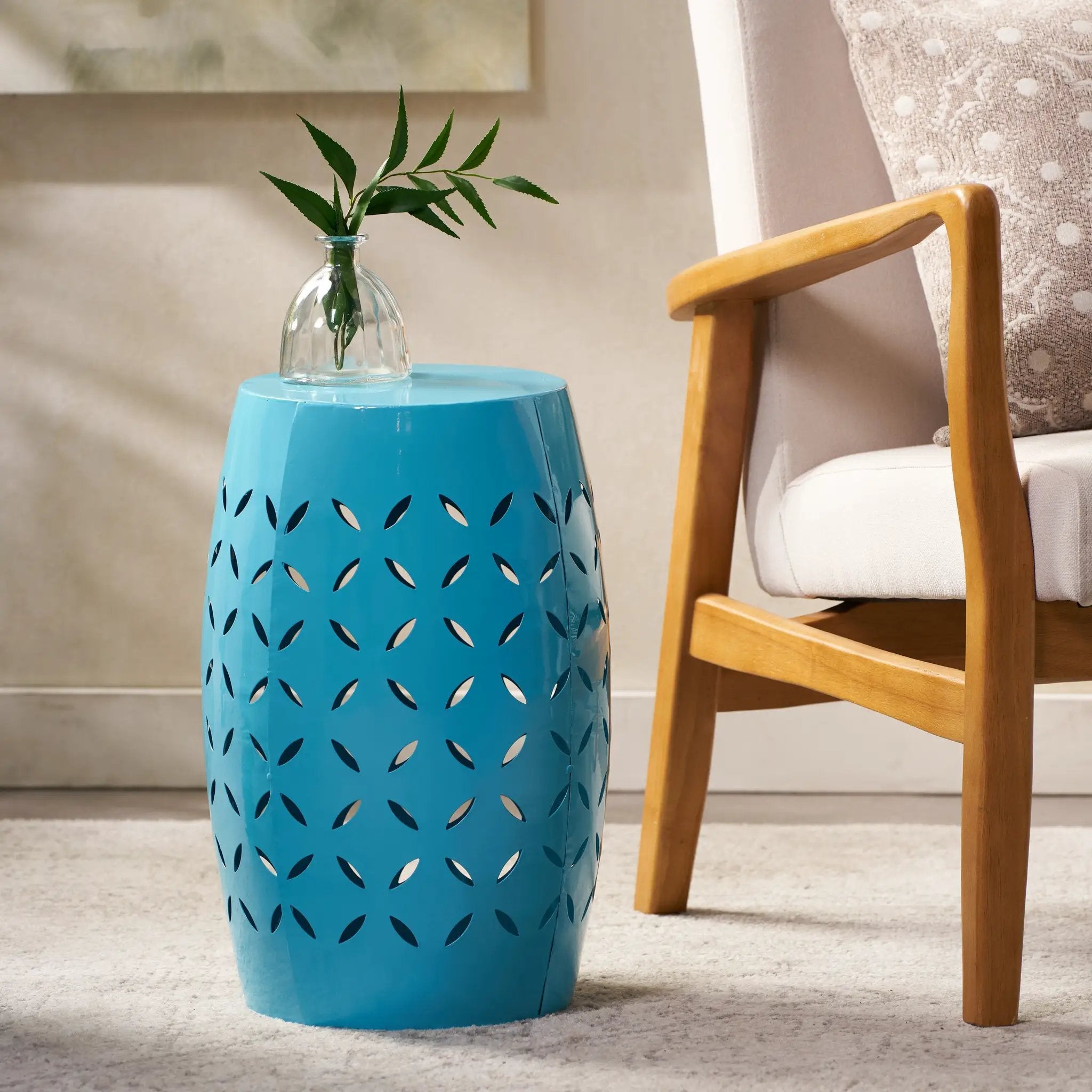 Lilac 12" Accent Side Table with Cylindrical Design by HouseOfZazla