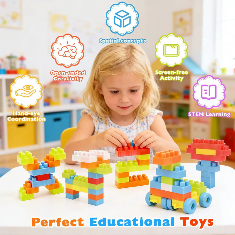 150 Pcs Toddler Building Blocks Toy STEM Montessori Early Learning Toys for 3+ year old by DirectDeals