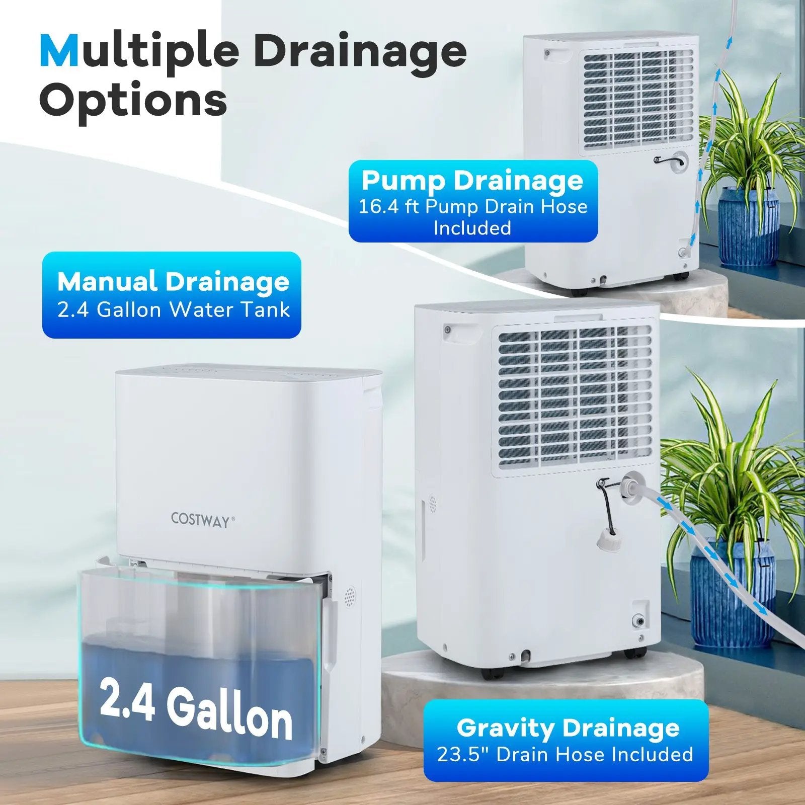150 Pints Dehumidifier with 24H Timer and LED Display-White by DirectDeals