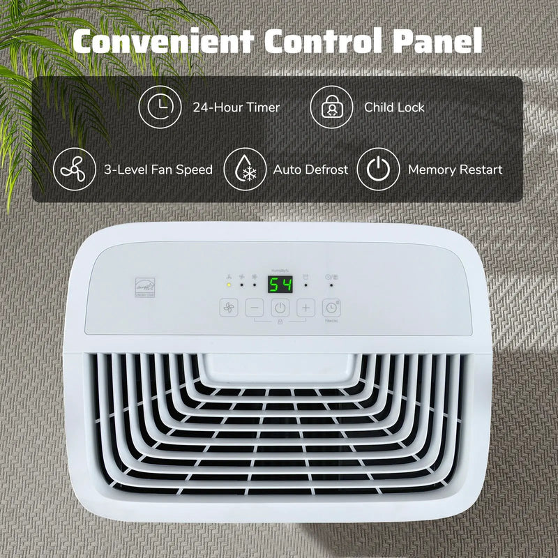 150 Pints Dehumidifier with 24H Timer and LED Display-White by DirectDeals