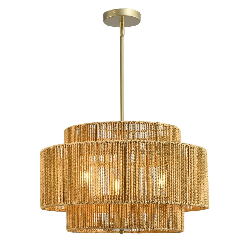Boho Rattan 3-Light Chandelier by HouseOfZazla