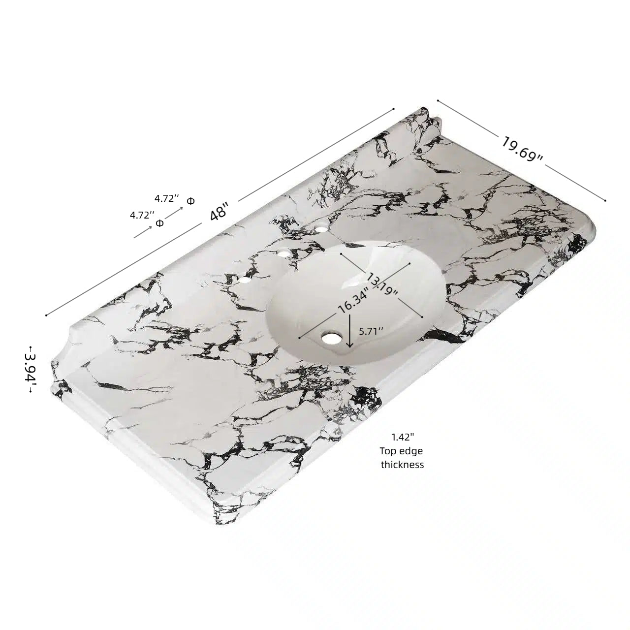 VICI 48" Bathroom Ceramic Undermount Basin and Artificial Marble Countertop by HouseOfZazla