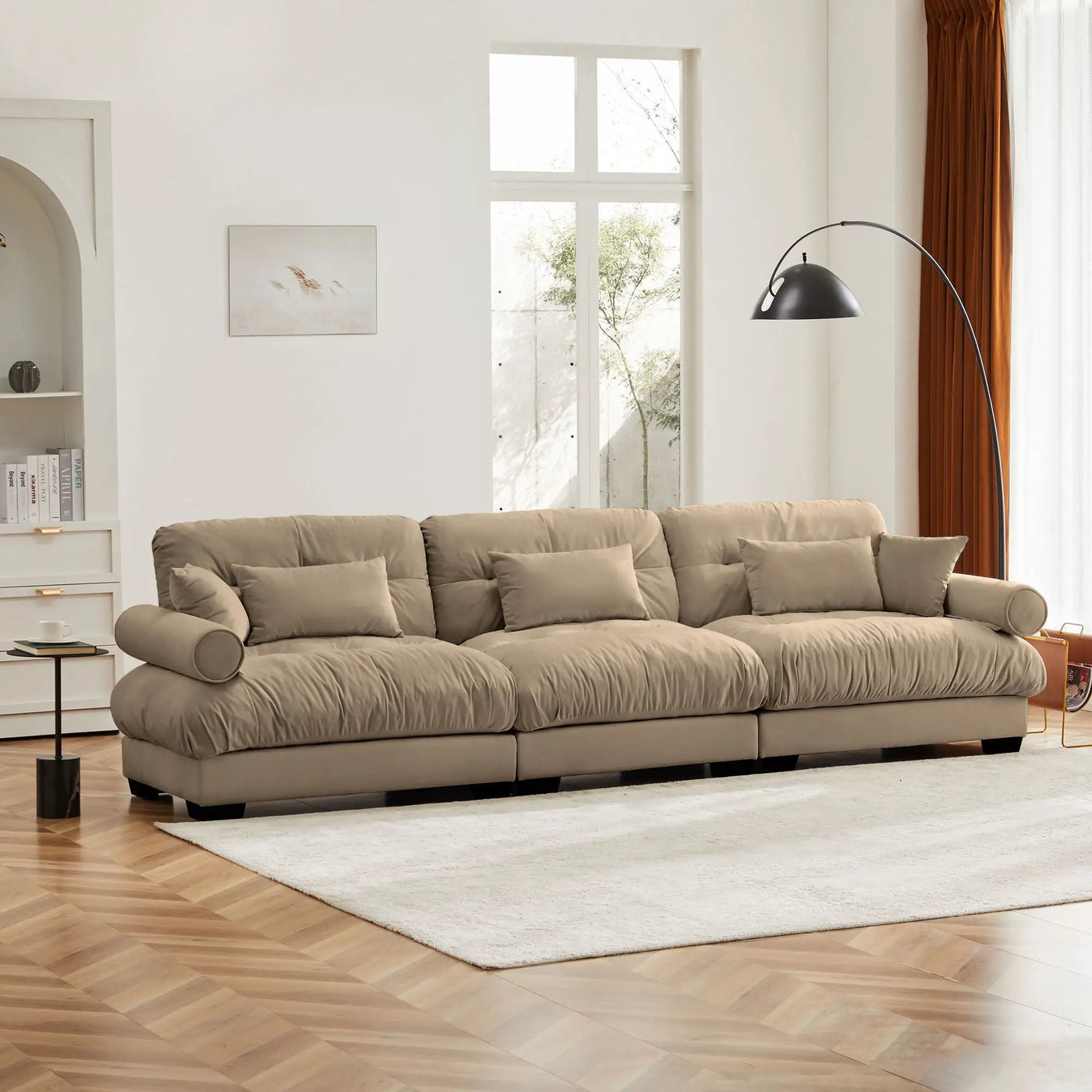 Modern Oversize Sofa With Cloud Like Comfort, Featuring Waist And Throw Pillows by Unique Piece Furniture