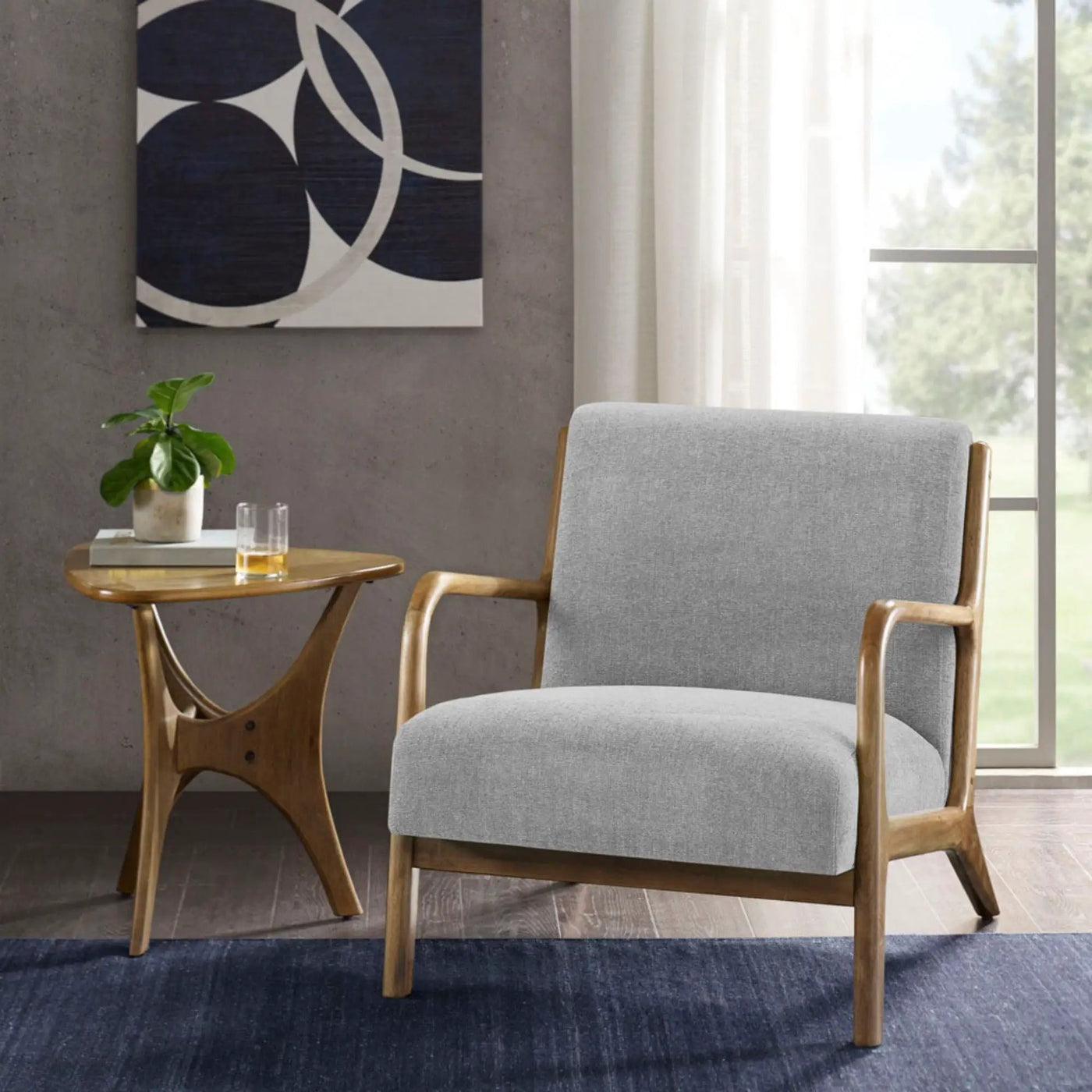 Mid-Century Style Lounge Chair With Upholstered Seat by HouseOfZazla