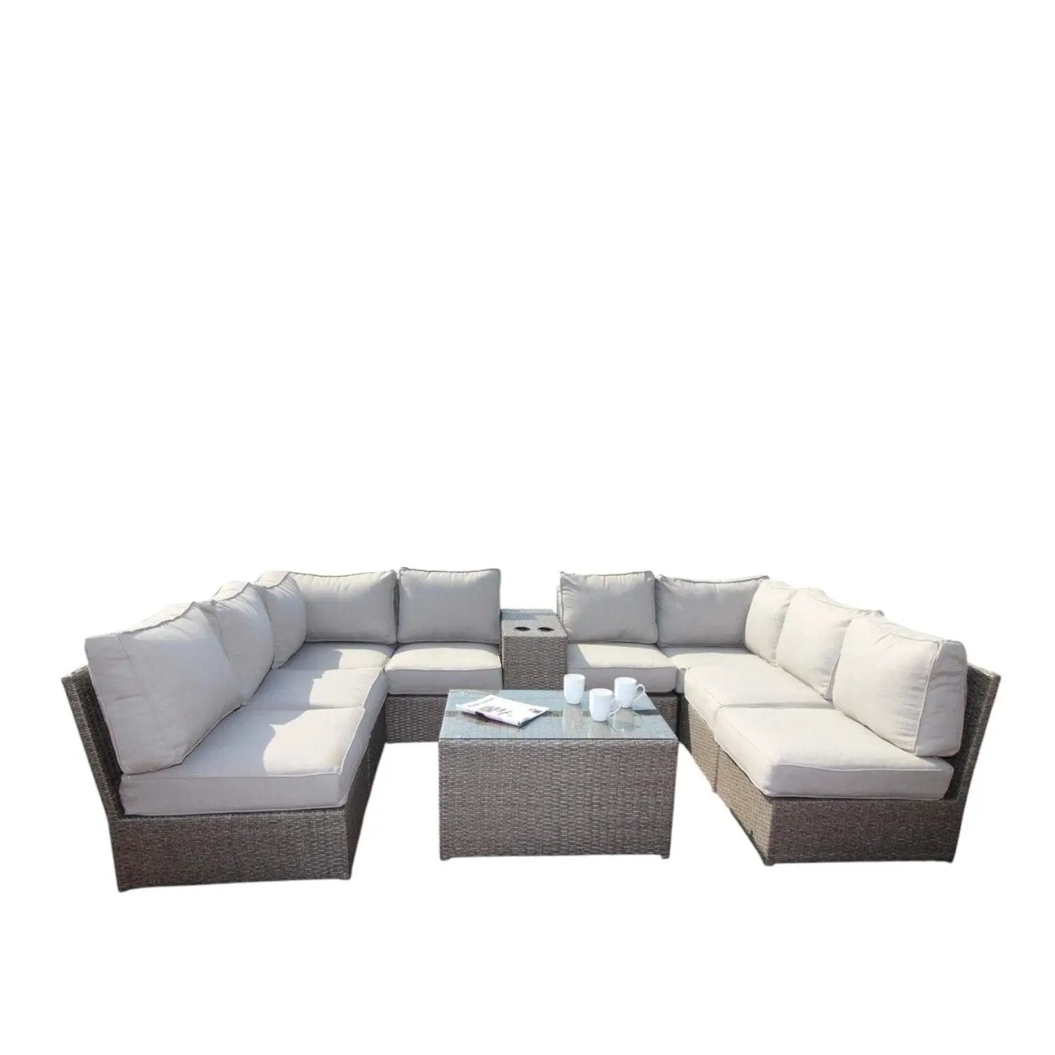 Comfortable Modern Patio Rattan Sectional Set With Cushions by Unique Piece Furniture